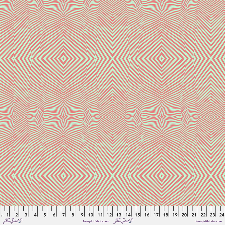 A pink and white pattern is shown.