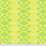 A green and yellow pattern with dots.