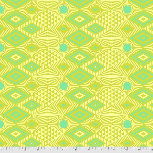 A green and yellow pattern with dots.