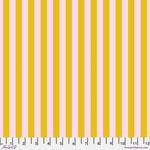 A pink and yellow striped fabric with white stripes.