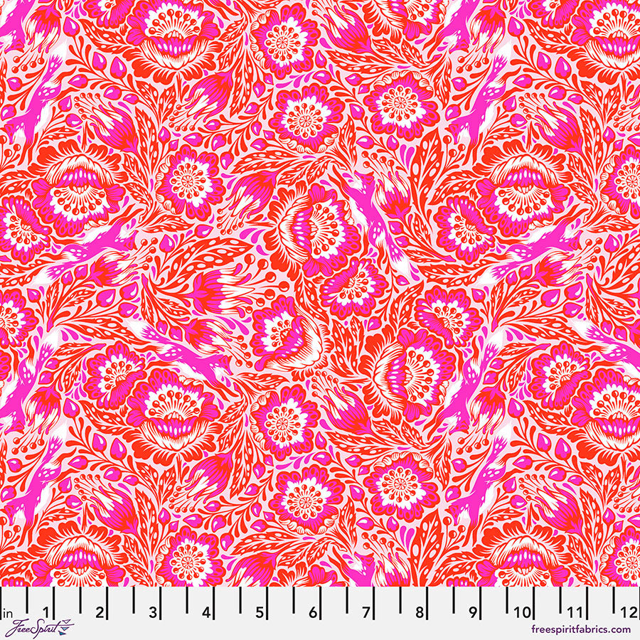 A pink and red floral pattern is shown.