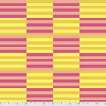 A pink and yellow striped pattern on fabric.