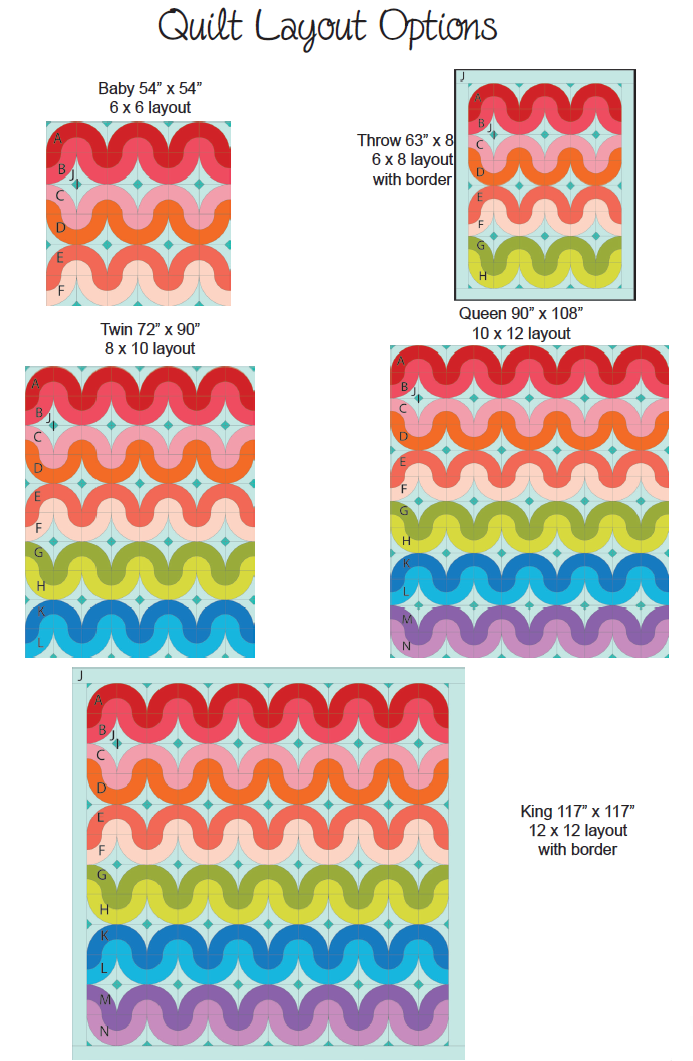 A series of colorful designs with border.