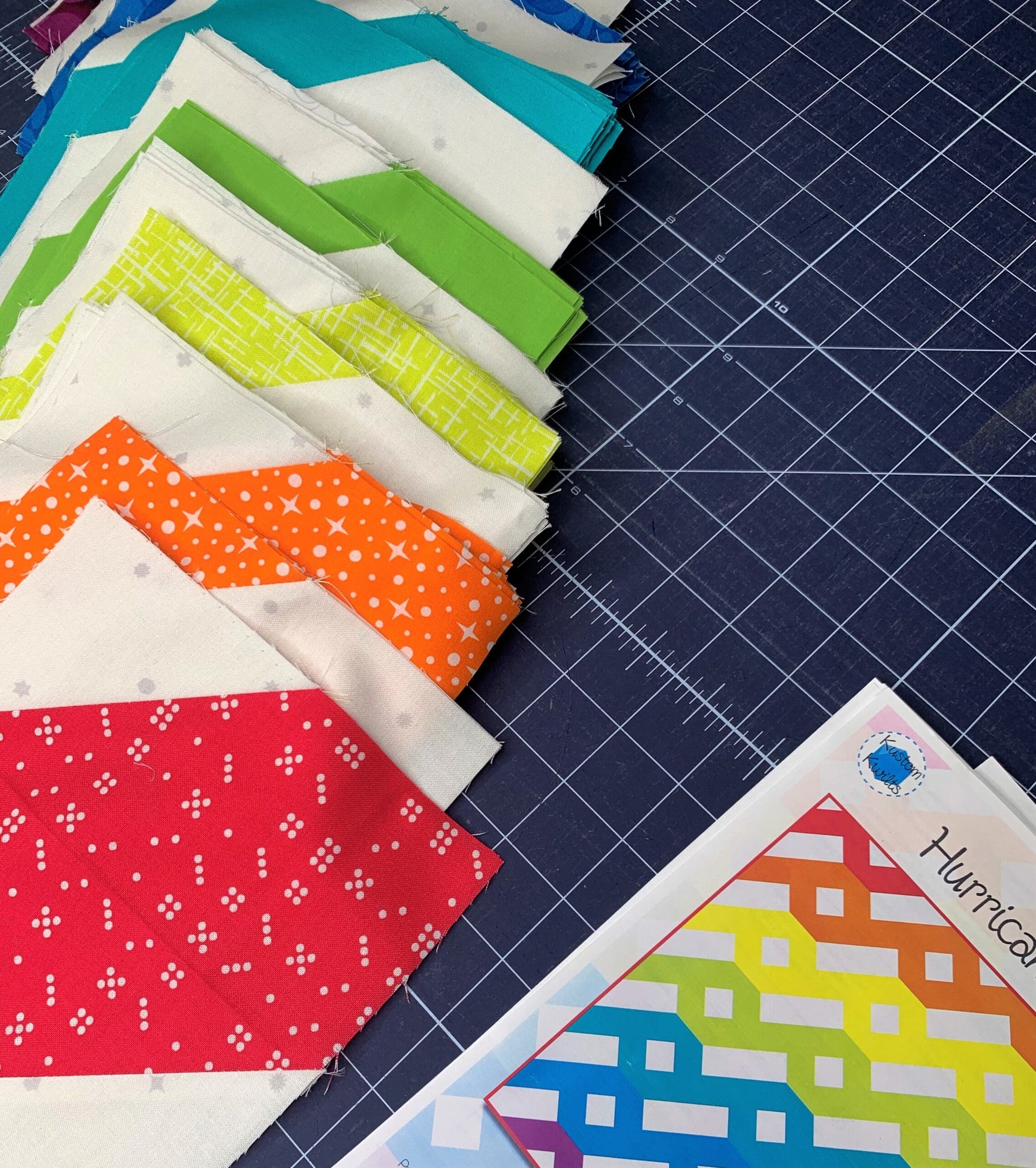 A table with some colorful fabric on it