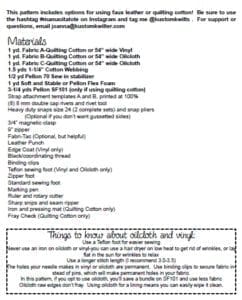 A page of materials and instructions for making fabric.