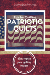 A patriotic quilt is displayed on the cover of a book.