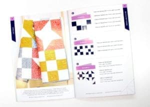 A book with instructions for making quilt blocks.