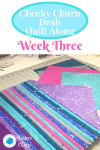 A close up of a quilt with the words " a little quilt along week three ".