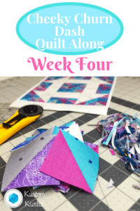 A close up of a quilt with the words " a little quilt along week four ".