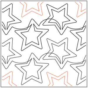 Pattern of outlined stars in black and orange on white background.