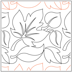Black and orange floral line art on white background.