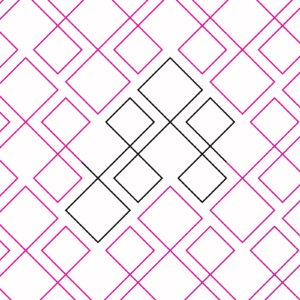 Pattern of pink and black diamond shapes on a white background.