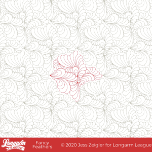 Intricate floral pattern with a red central motif on a light background.