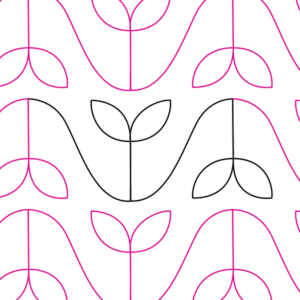 Seamless pattern of minimalist abstract leaves in pink and black.