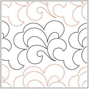 Seamless floral pattern with black and orange outlines on white background.