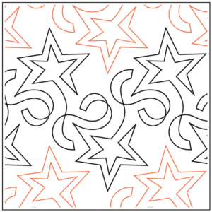 Pattern of stars and the number 5 in black and orange outlines.