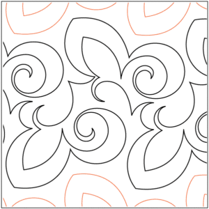 Intricate swirling and floral pattern with subtle orange accents.