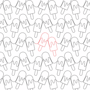 Pattern of outlined popsicles with one highlighted in red.