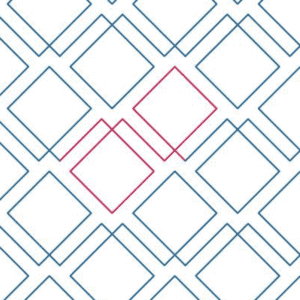 Geometric pattern with interlocking blue and red diamond shapes.