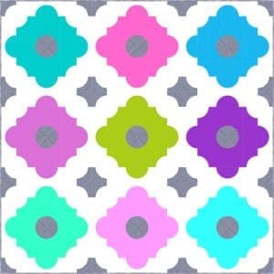 A colorful pattern of flowers in different colors.