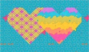 A colorful heart with many colors on it