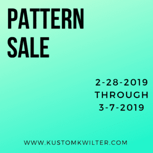 A green background with the words pattern sale 2-2 8-1 9 through 3-7-2 0 1 9.