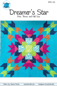 A quilt with colorful designs on it.