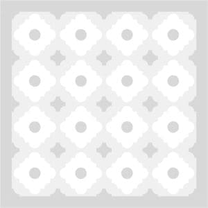 A white and grey pattern with squares and circles.