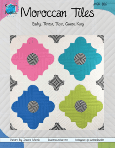 A quilt with four different colored squares on it.