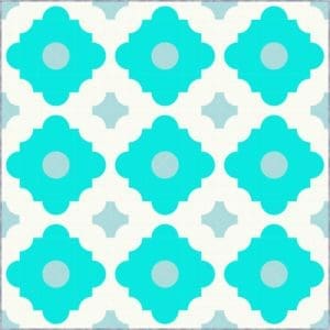 A pattern of blue and white flowers.