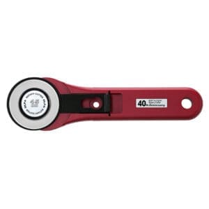 A red and black cutter is on the side of a white background
