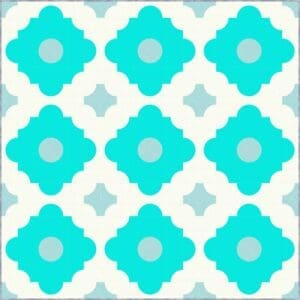 A pattern of blue and white flowers.