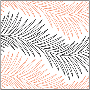 A pattern of palm leaves in grey and peach.