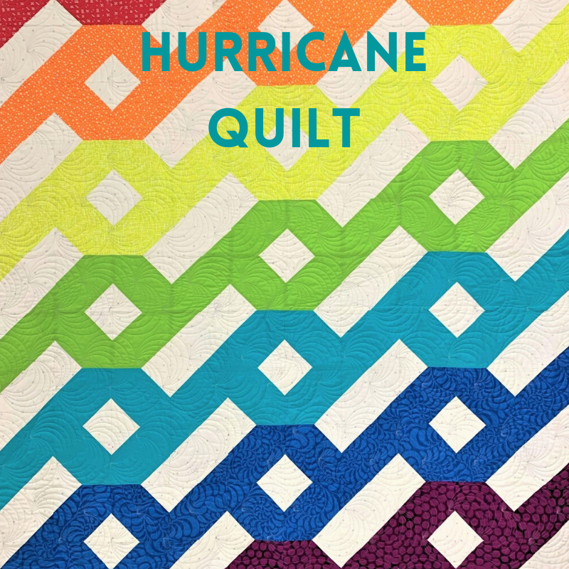 Hurricane quilt in rainbow colors