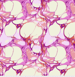 A pink and white marble pattern with some orange