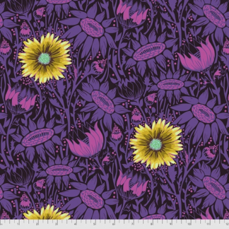 Purple Fabric with yellow flowers