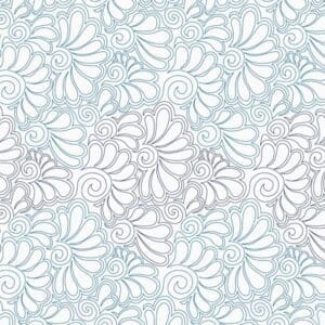 A white and blue pattern with swirls of different sizes.