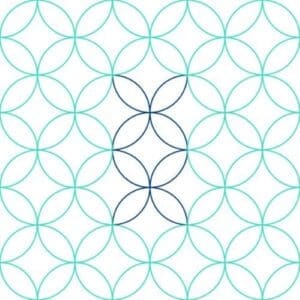 A pattern of circles with a blue background.