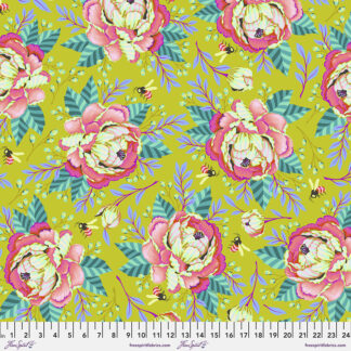 flowers tossed against chartreuse background