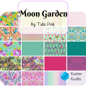 A collection of fabric swatches with the words moon garden by tula pink.