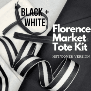 A black and white bag with some stripes on it