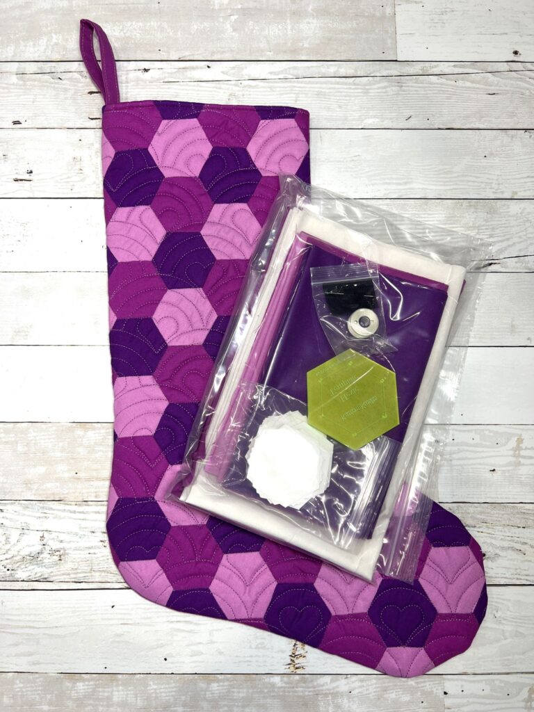 purple hexie epp stocking