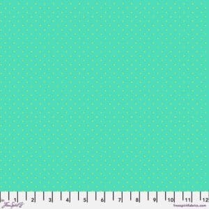 A light blue background with small white dots.