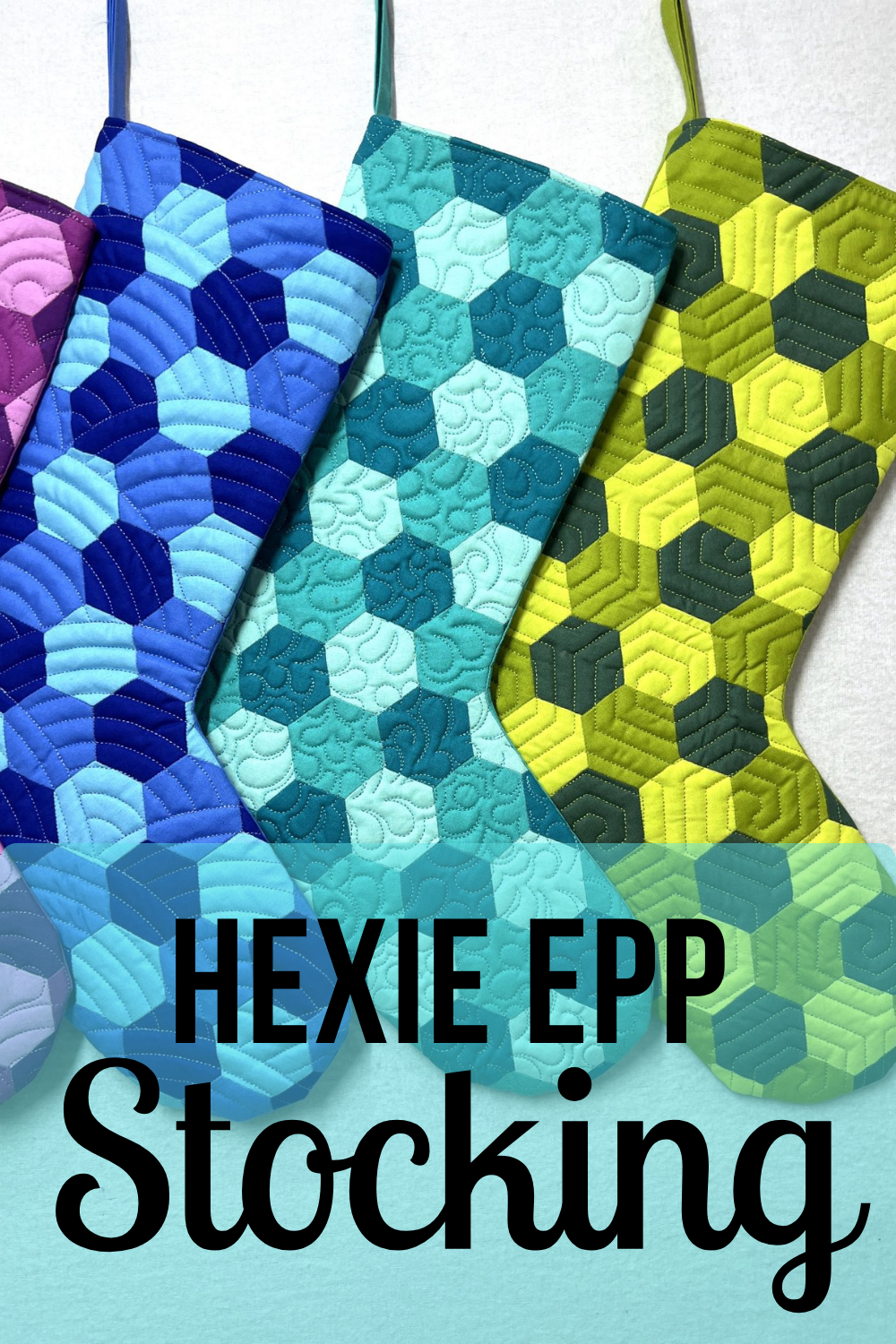 A group of hexagonal patterned socks in different colors.