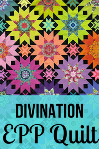 A colorful quilt with the word divination in front.