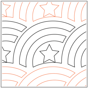 A close up of a star and rainbow quilt pattern