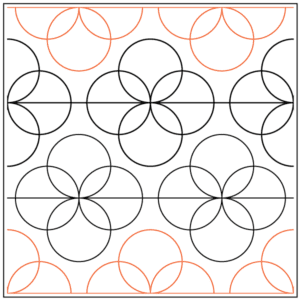 A pattern of circles with an orange line on the bottom.