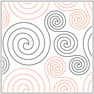 A pattern of spirals on a white background.