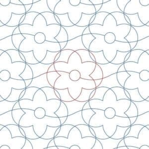 A pattern of flowers in blue and red.