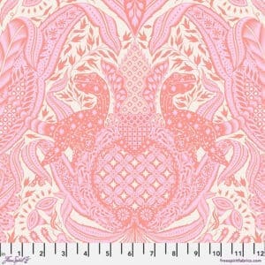 A pink and white pattern with a large scale design.
